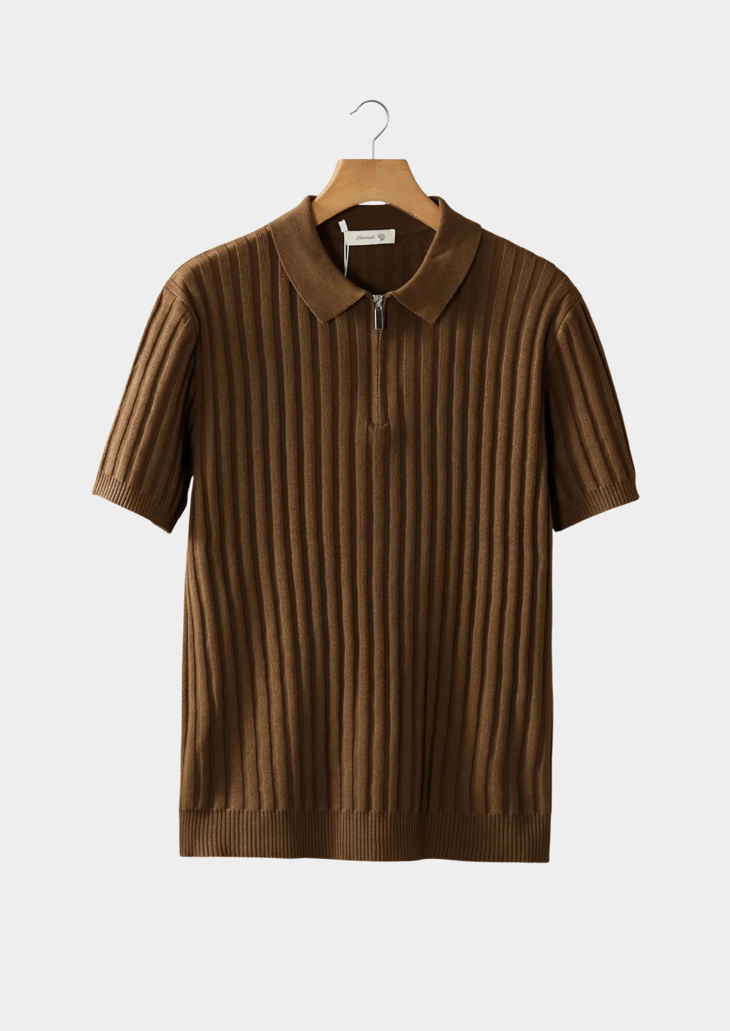 Marchmel | POLO À ZIPPER RIBBÉ CARAMEL