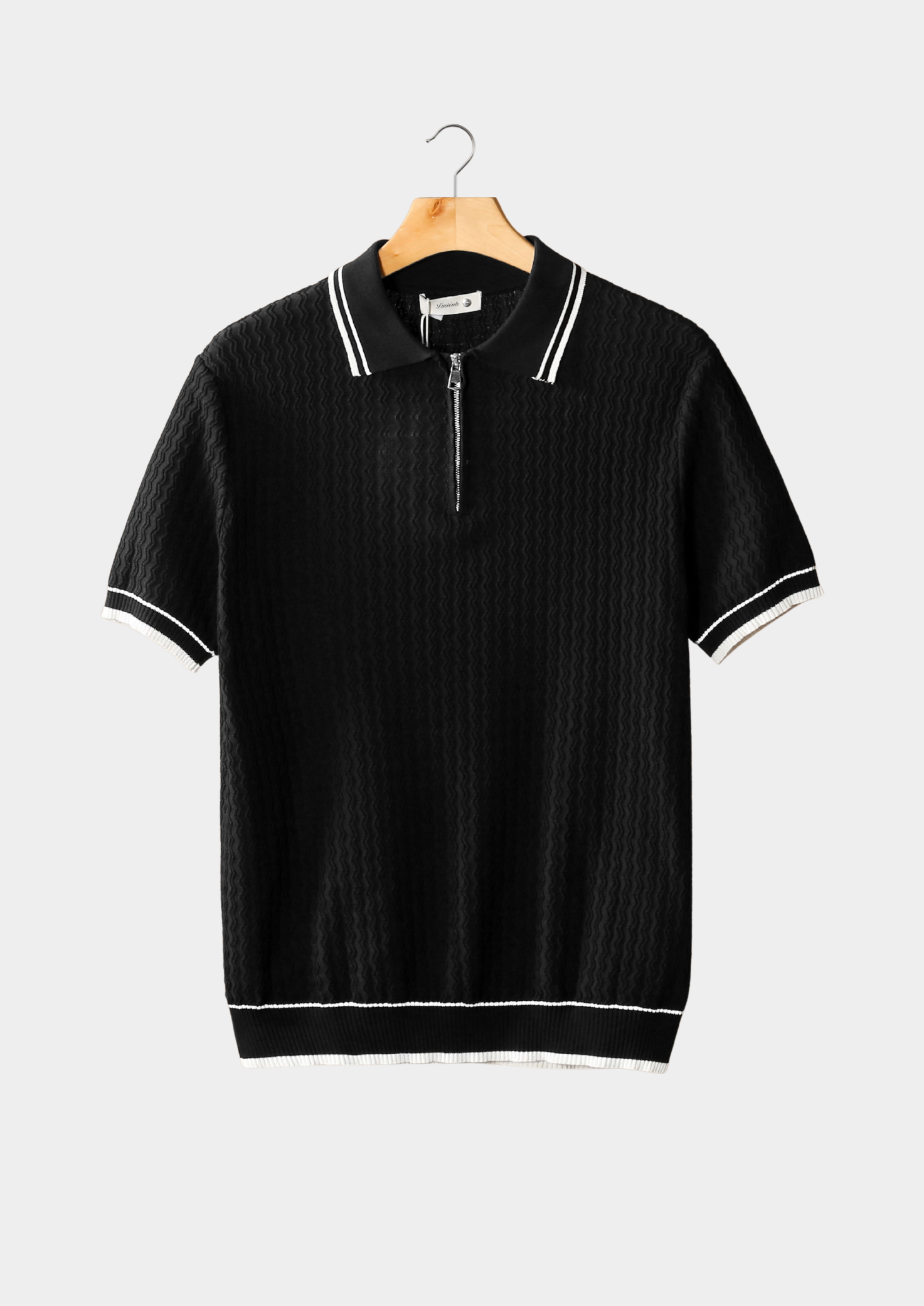 Marchmel | POLO ZIPPE TEXTURÉ NOIR WAVY