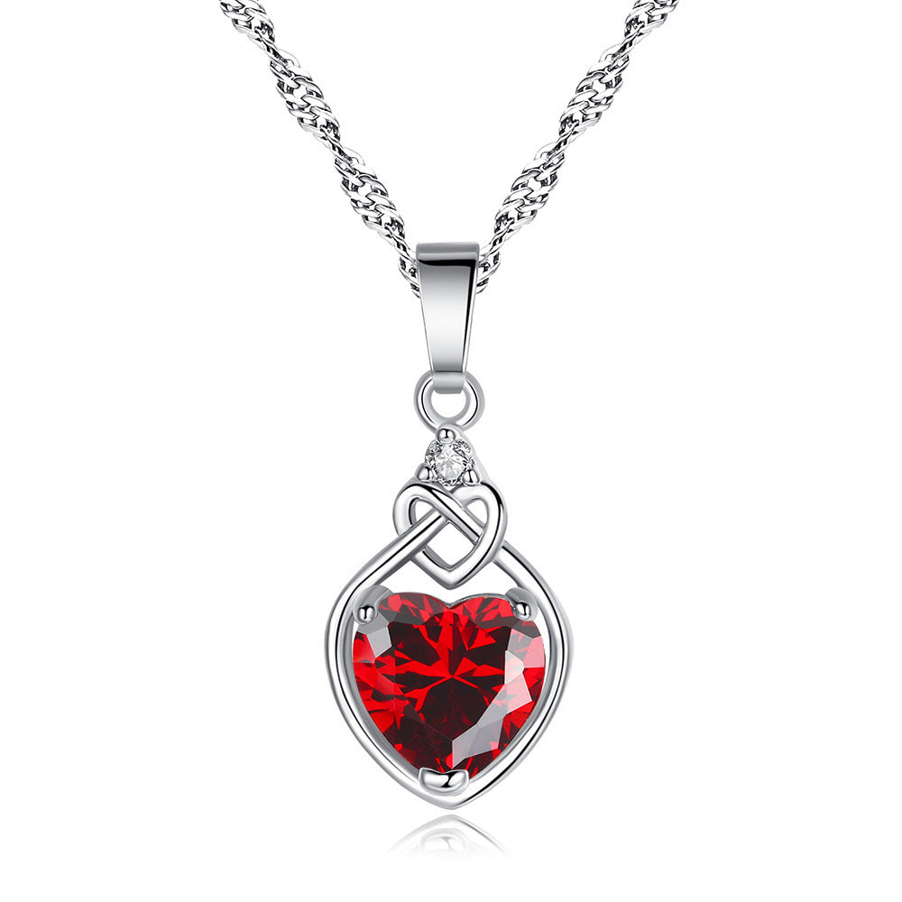 Ensemble de bijoux en rubis en forme de cœur pour femmes
