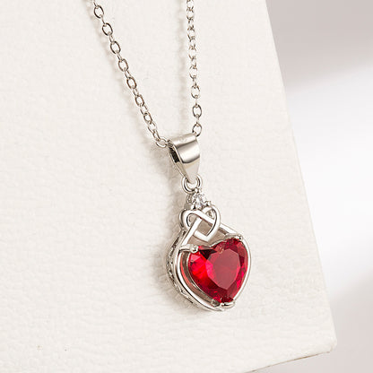 Ensemble de bijoux en rubis en forme de cœur pour femmes