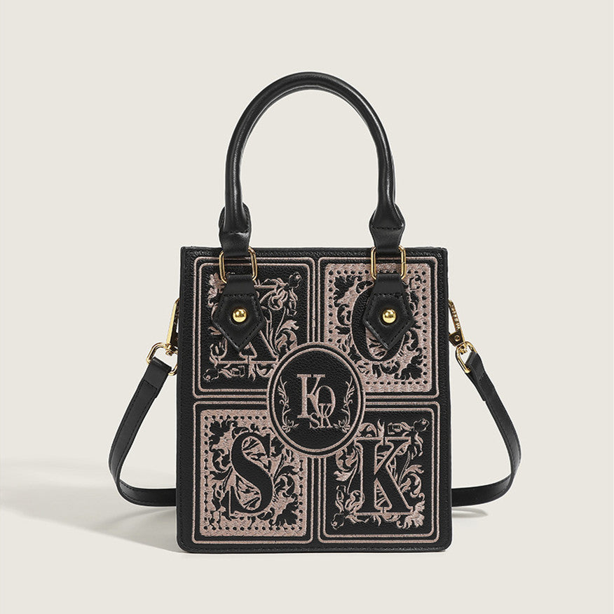 Sac messager carré portable brodé populaire de début d'automne pour femmes