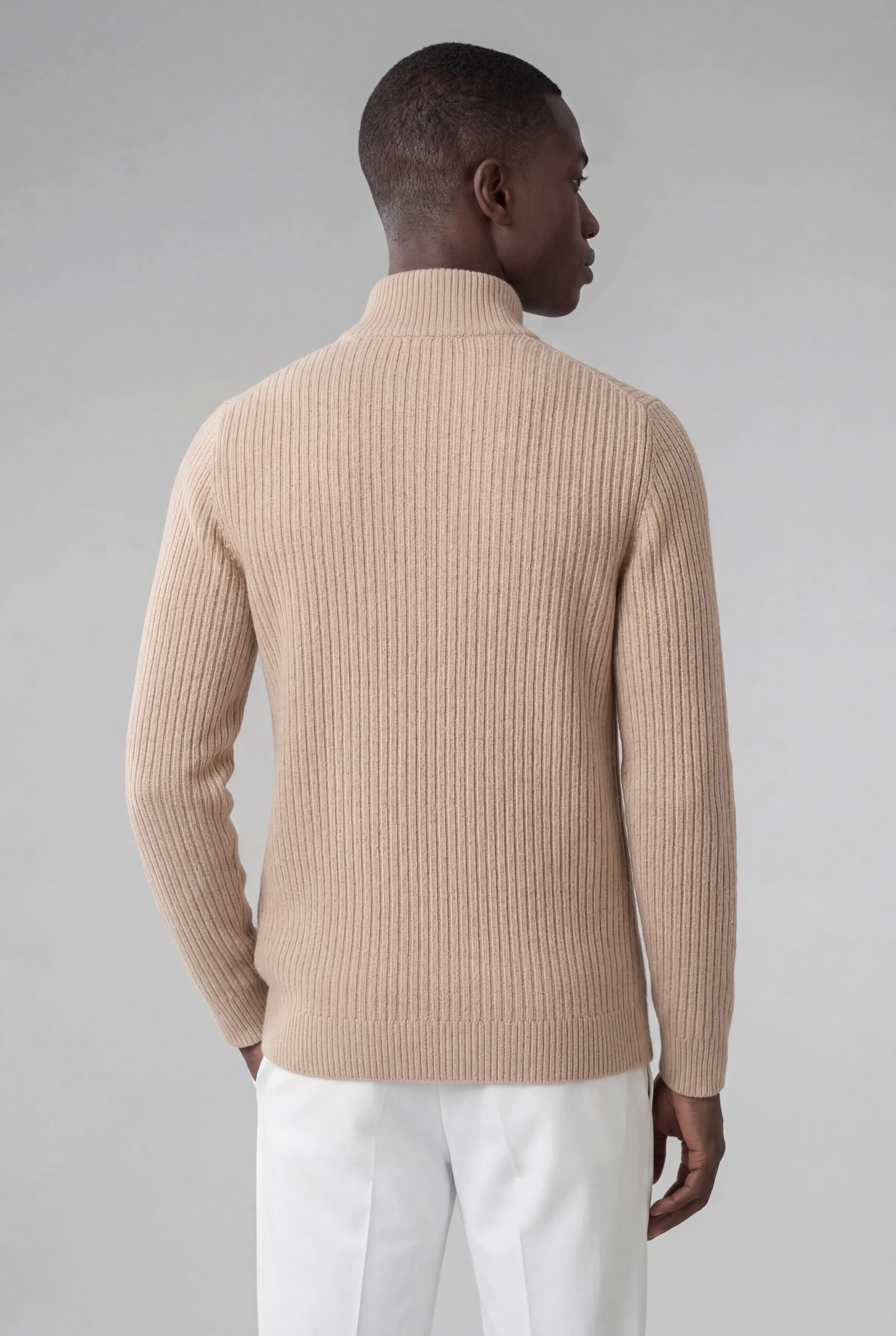 GILET TRICOT RIBBÉ BEIGE NOMBRE
