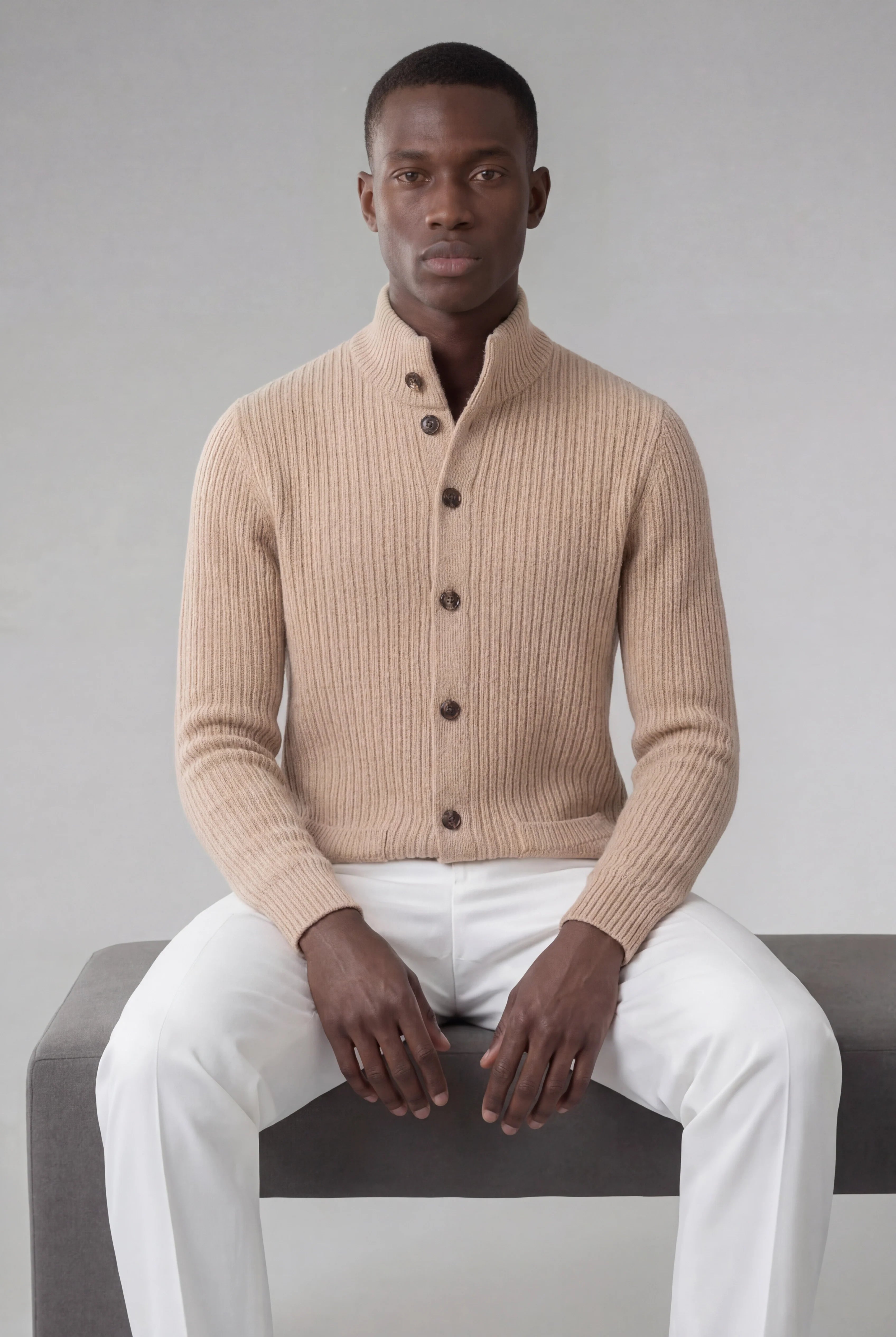 Gilet en Tricot Beige Nombre