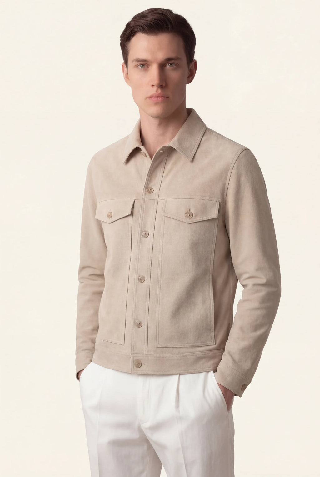 Veste en Suède Beige Clair