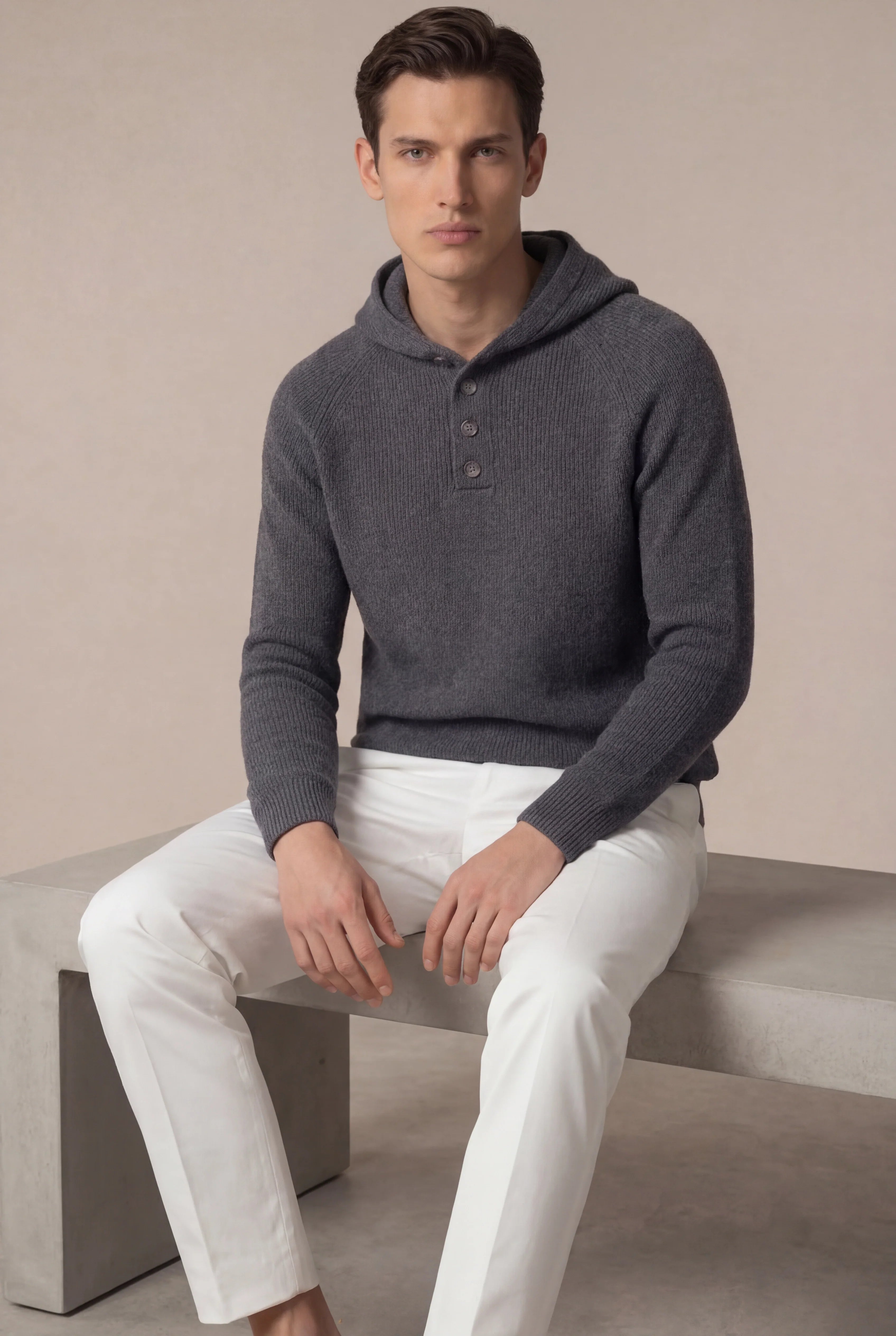 Pull en Tricot Cable Nobi Gris