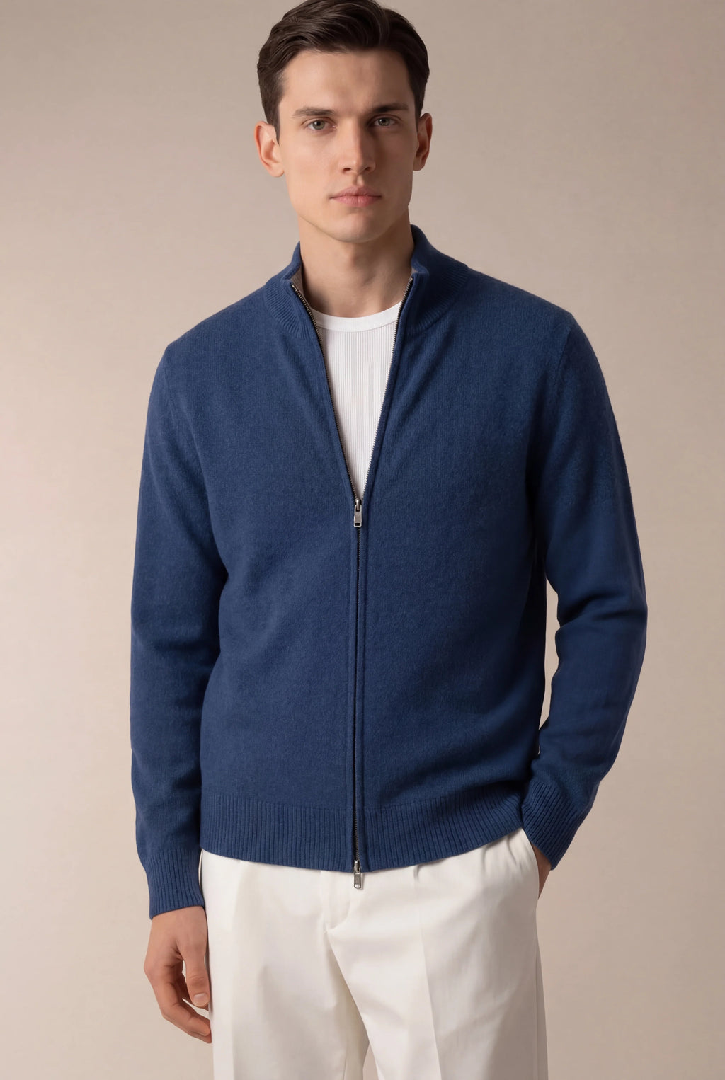 GEORGIO ZIP EN MAILLE RÉVERSIBLE MARINE
