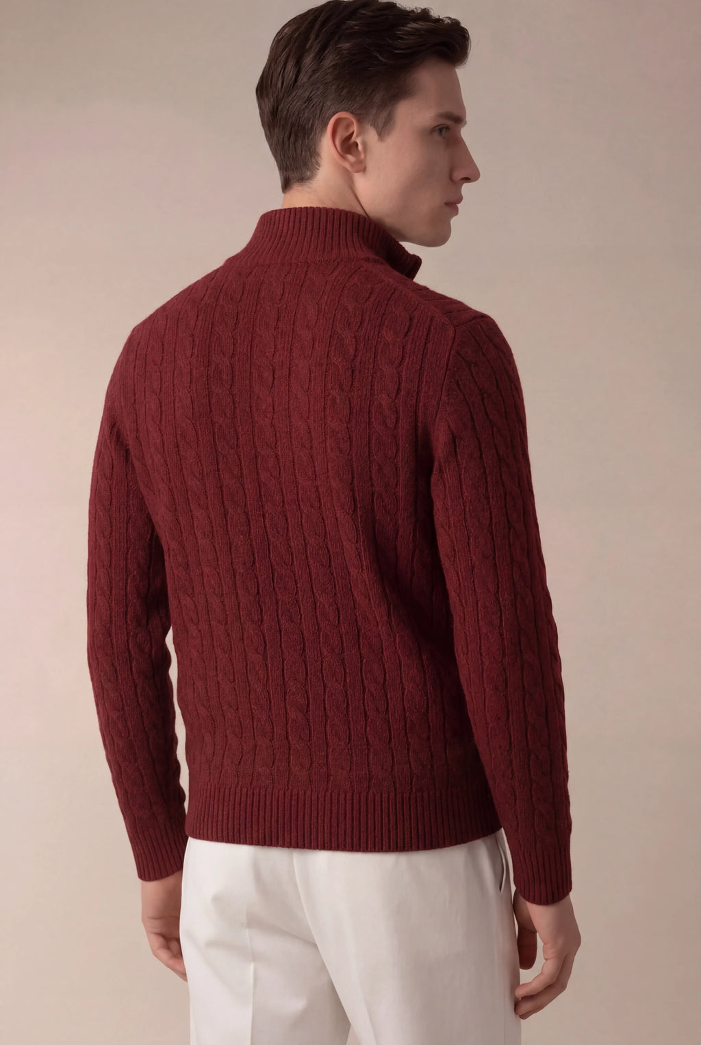 Sero Pull en Maille Cable Bordeaux