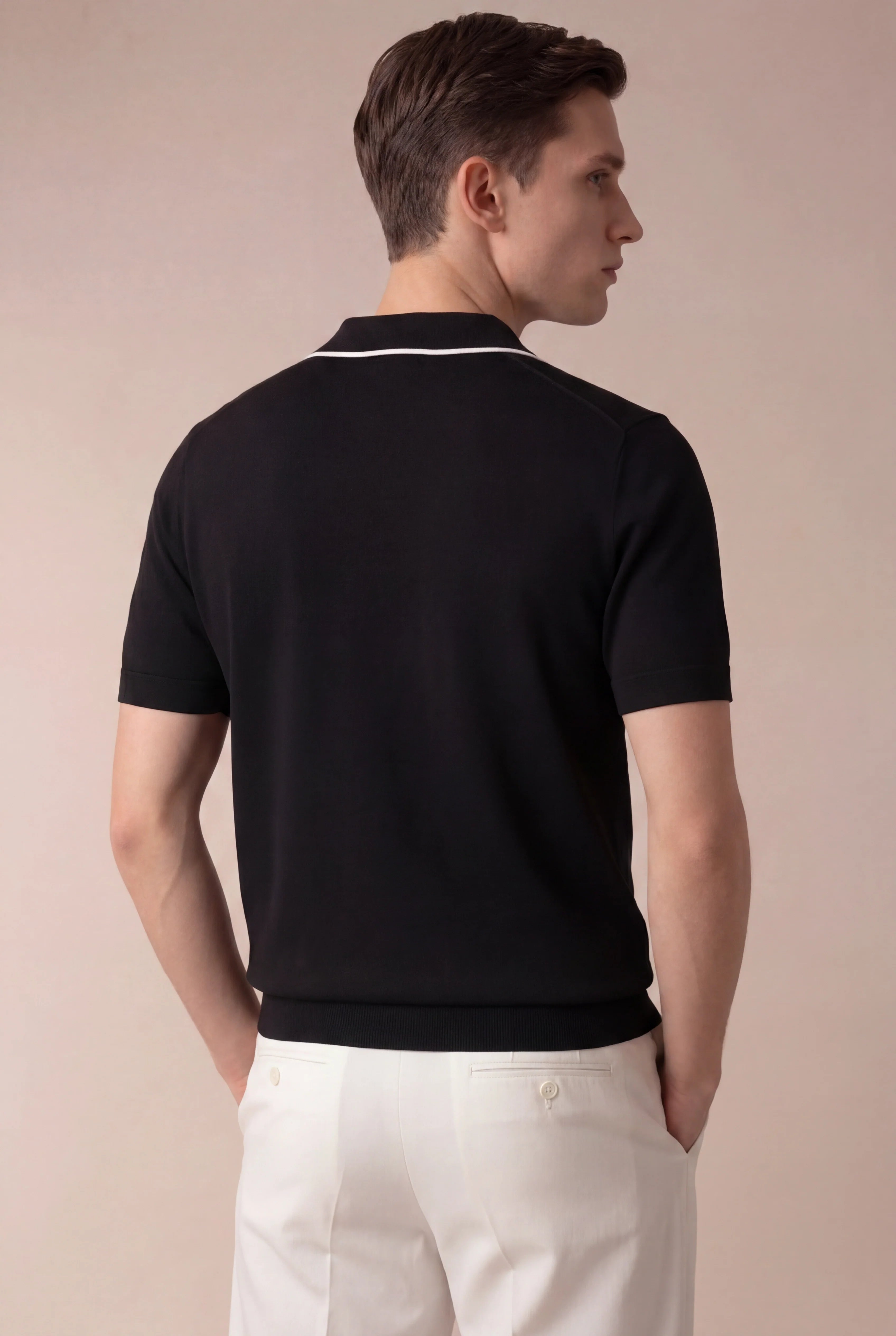 Marchmel | Uomo Polo Nero Senza Bottoni