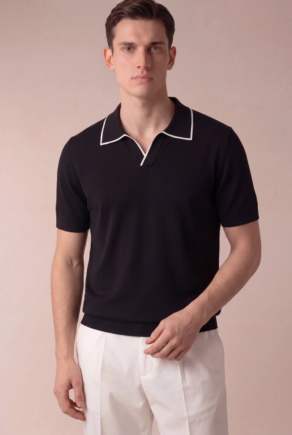 Marchmel | Uomo Polo Nero Senza Bottoni