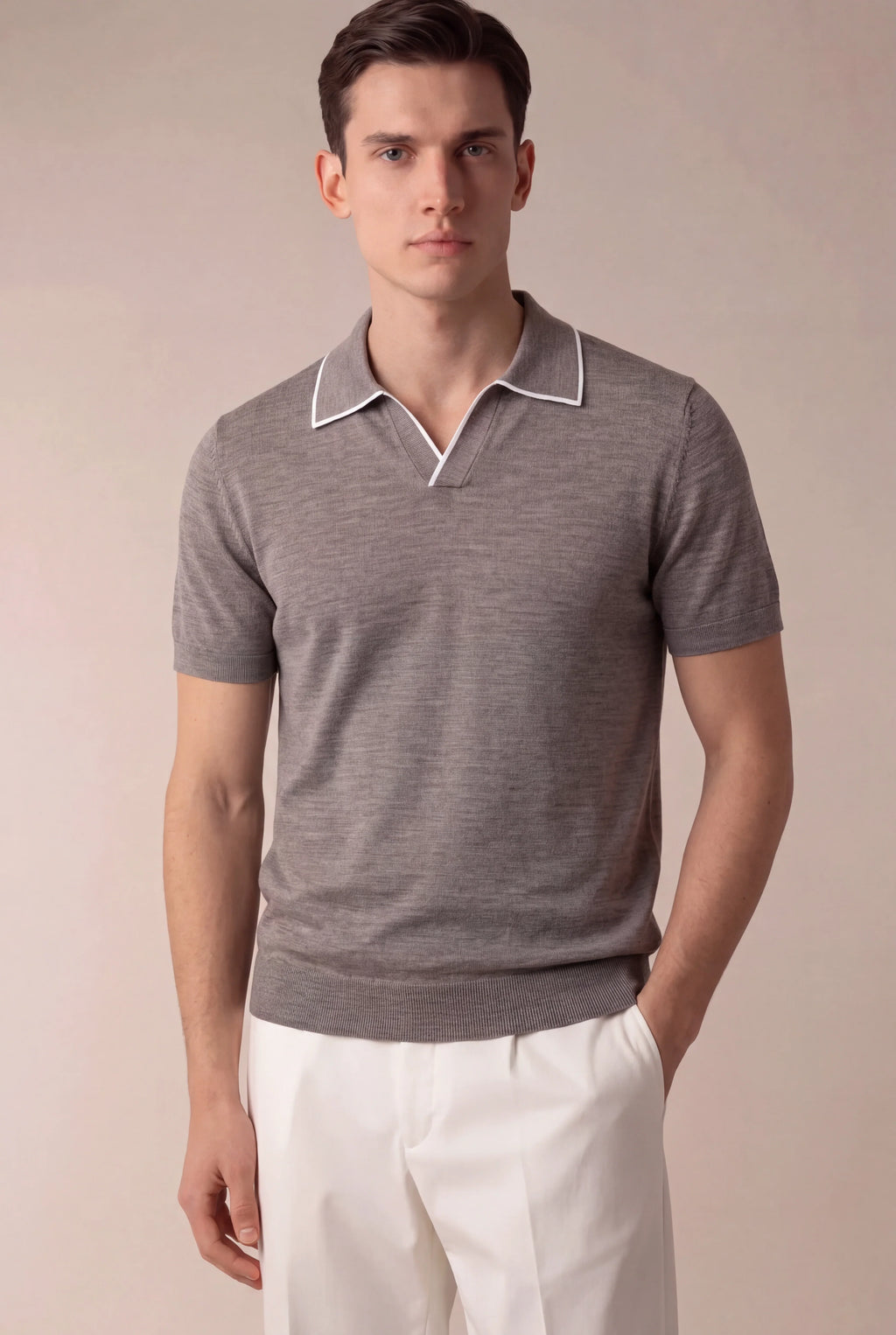 Marchmel | Uomo Polo senza bottoni Taupe Chiaro