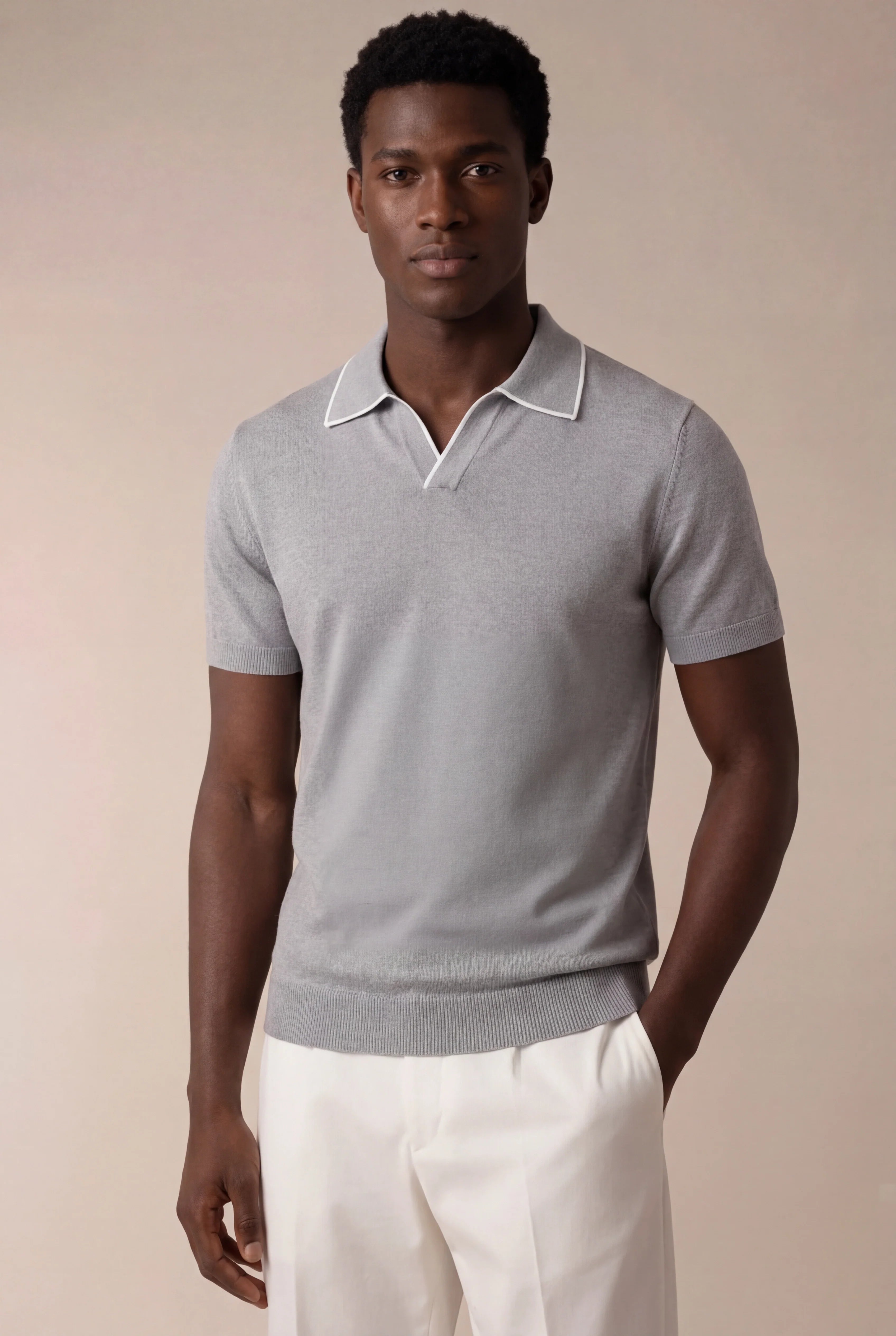 Marchmel | Polo gris claro sin botones para hombre