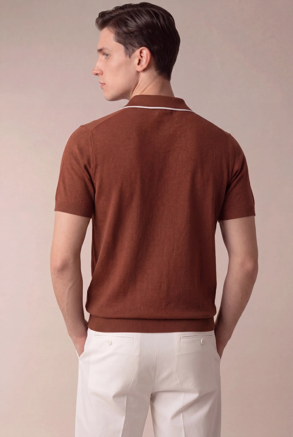 Marchmel | Uomo Polo Terracotta Senza Bottoni