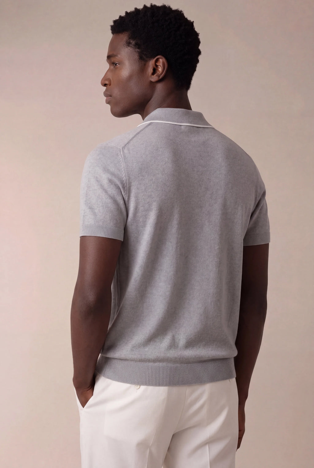 Marchmel | Polo gris claro sin botones para hombre