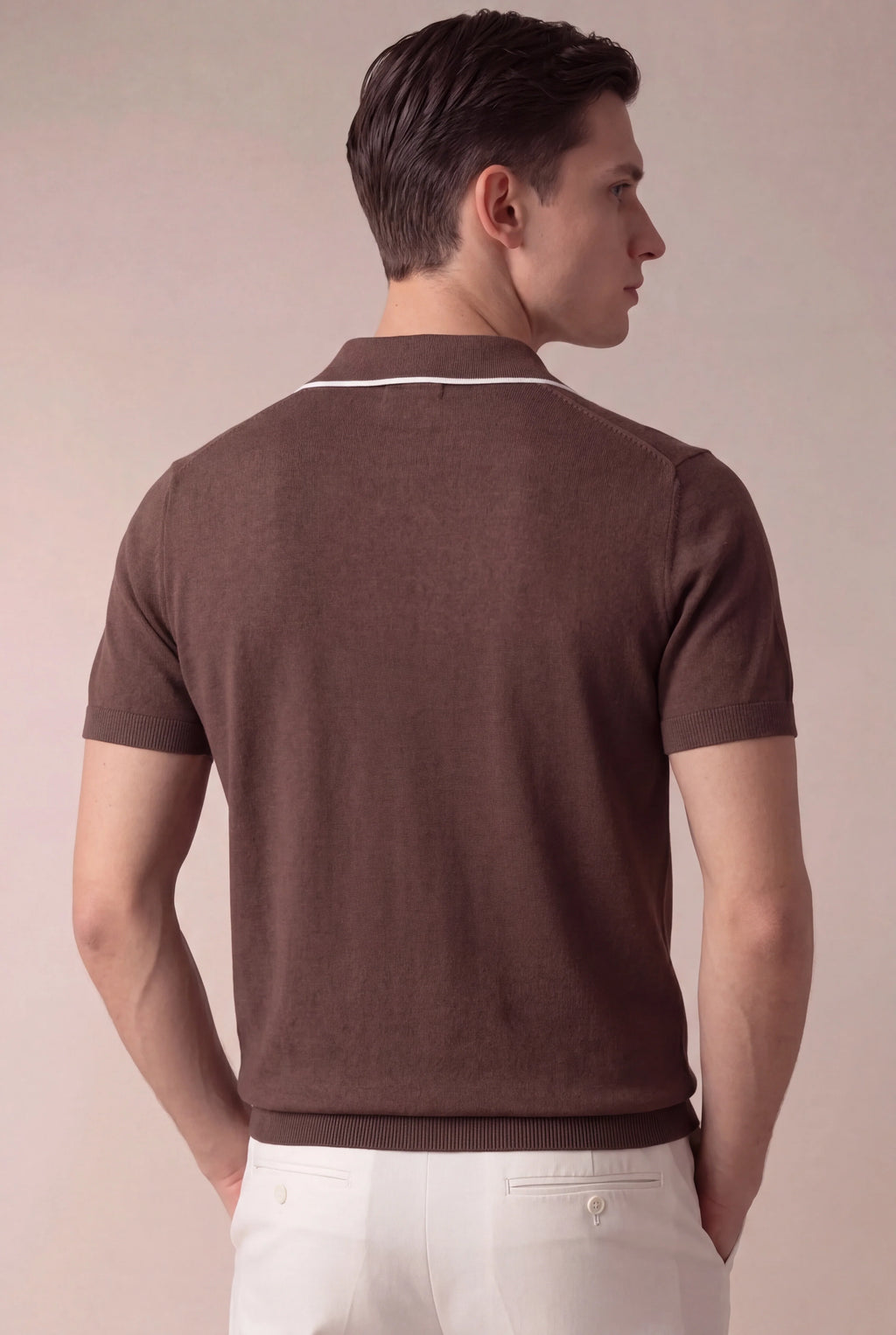 Marchmel | Polo marrón sin botones para hombre