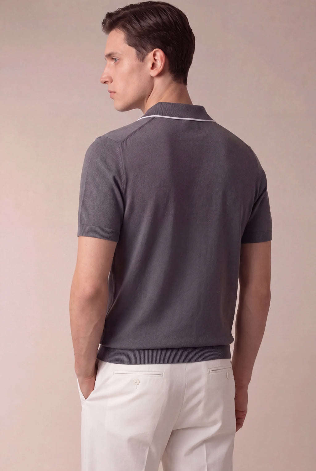 Marchmel | Uomo Polo Grigio Scuro Senza Bottoni