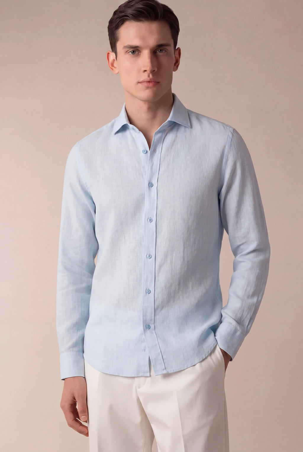 Marchmel | Uomo Camicia in Lino Capri Azzurro