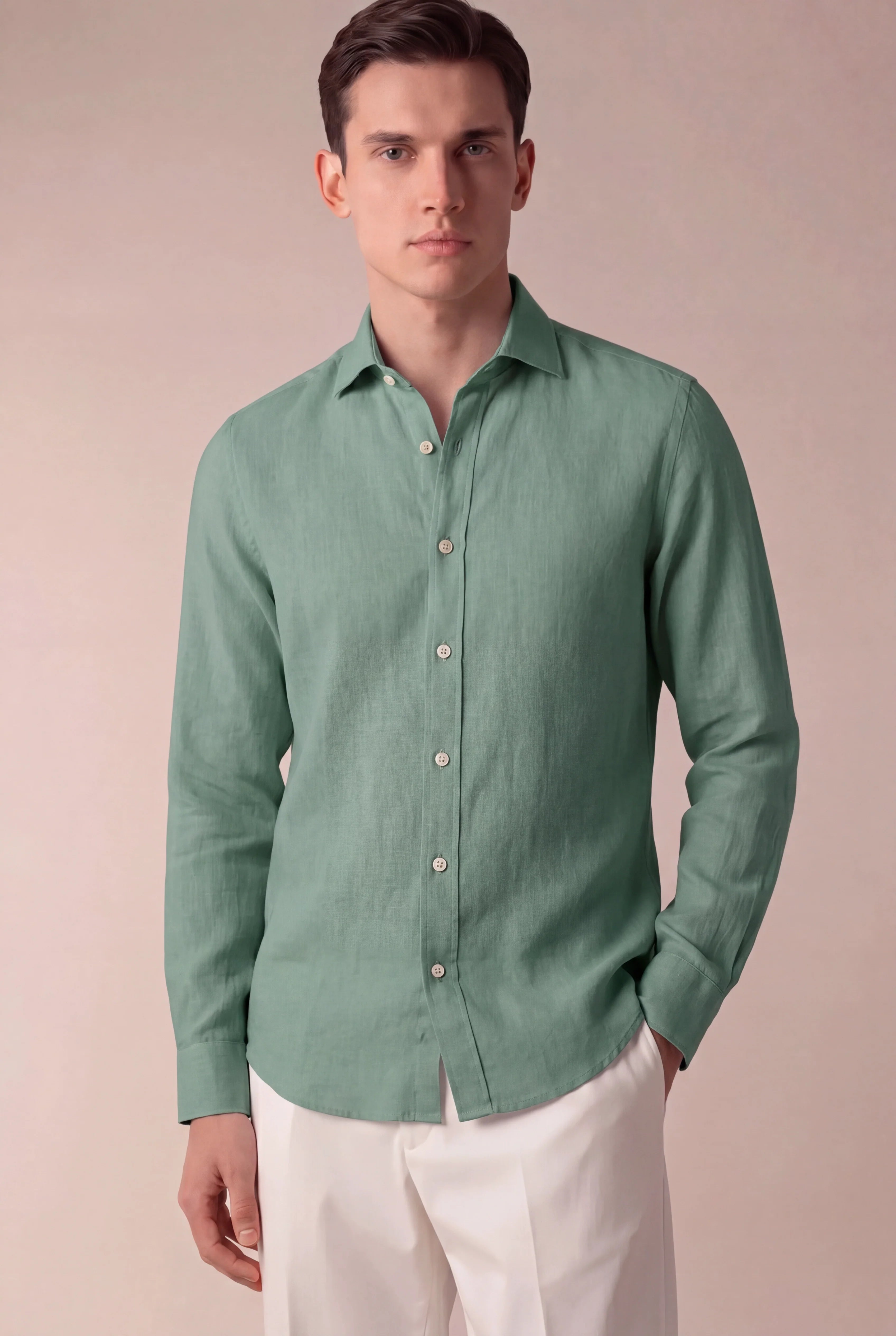 Marchmel | Uomo Camicia in Lino Capri Verde