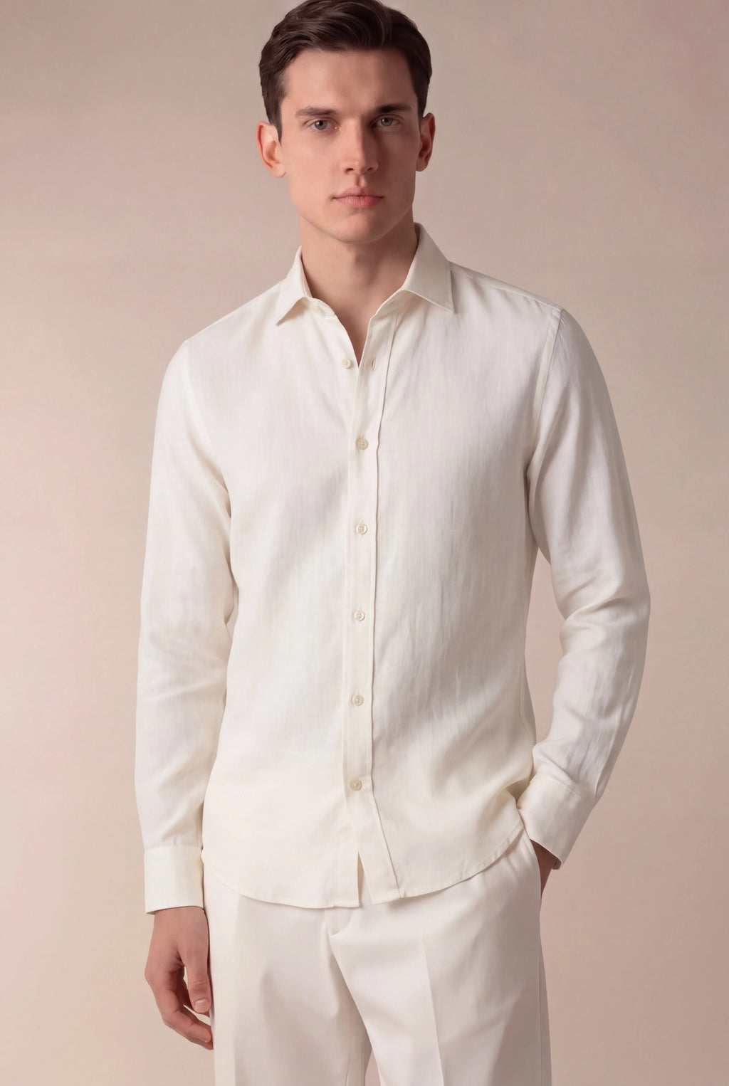 Marchmel | Uomo Camicia in Lino Capri Bianca