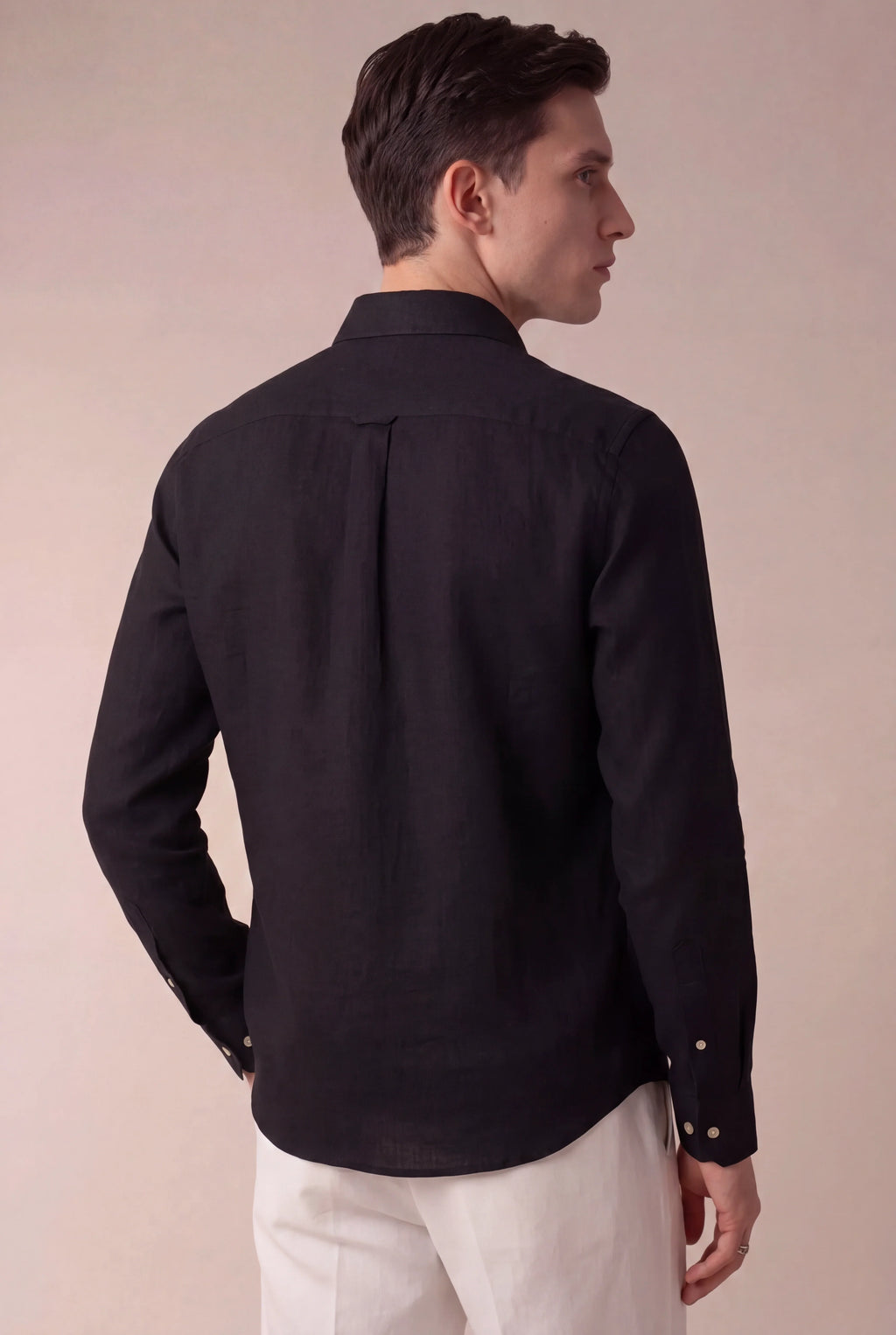 Marchmel | Uomo Camicia in Lino Capri Nero