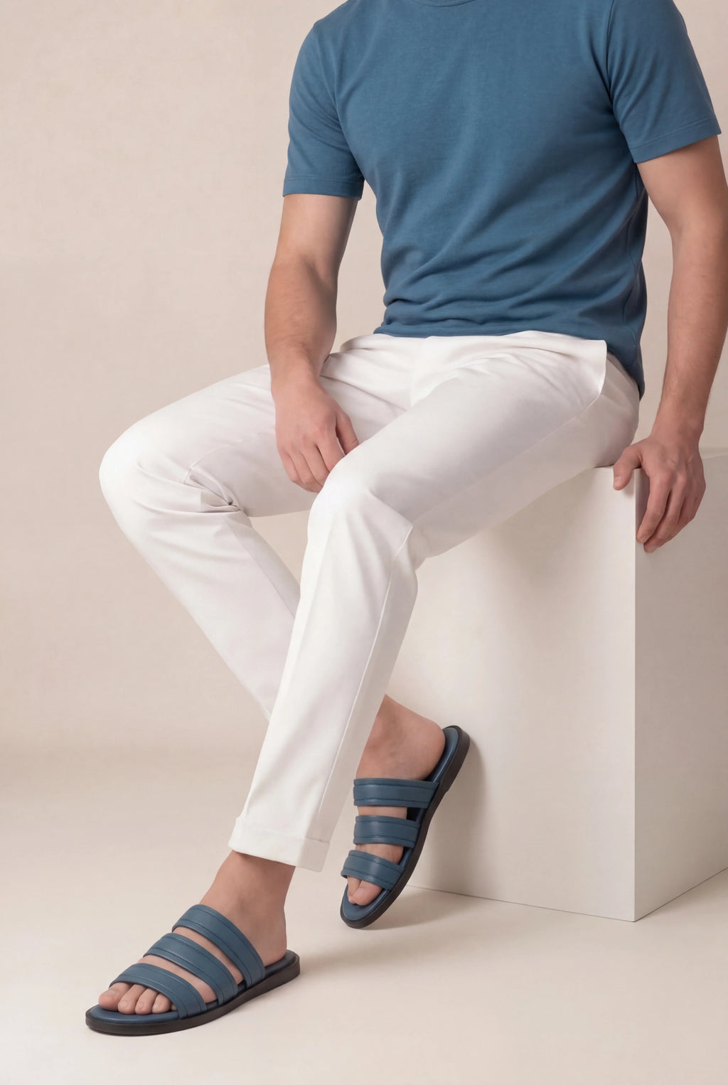 Marchmel | Homme Sandale Urbaine Marine en Cuir de Veau