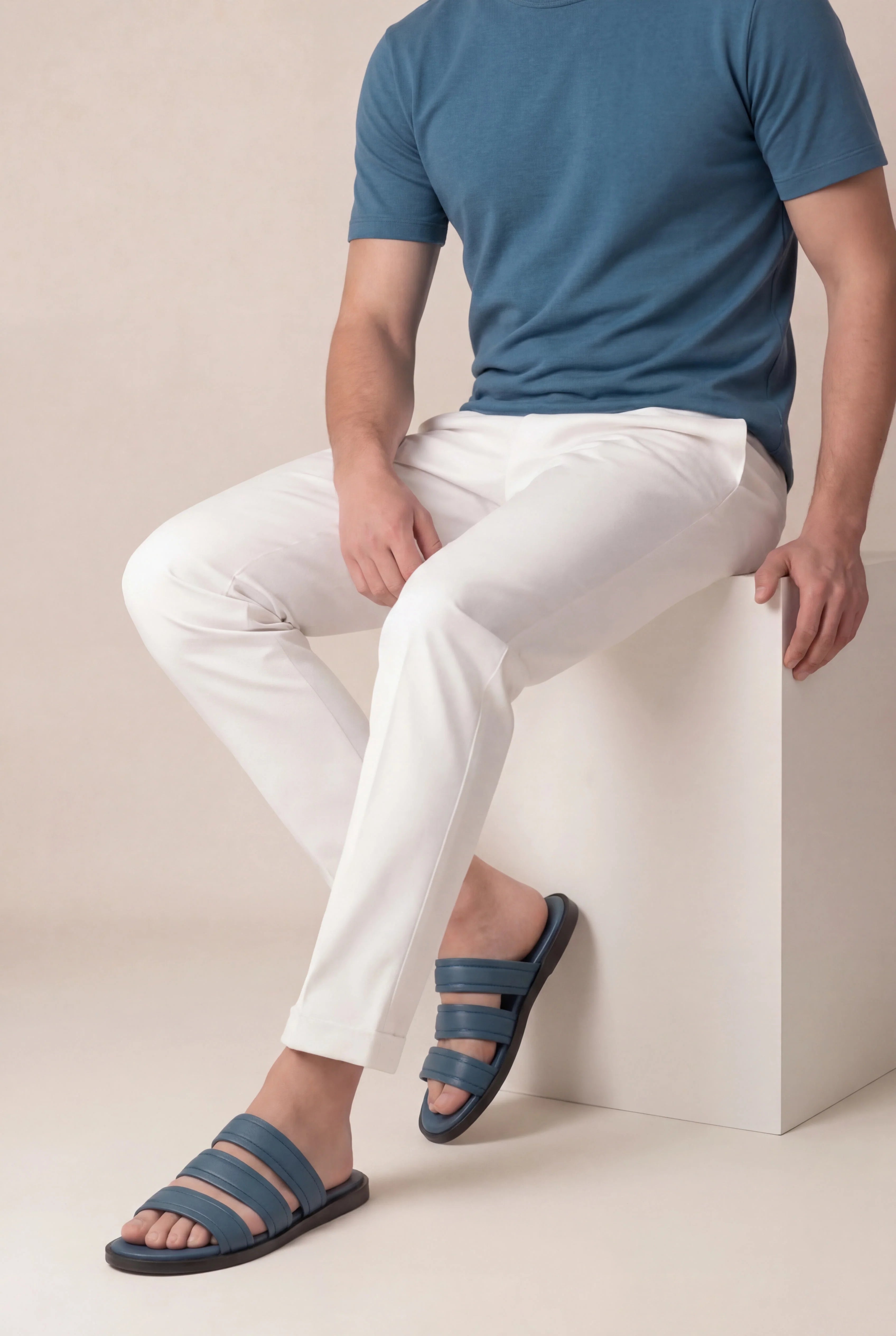 Marchmel | Homme Sandale Urbaine Marine en Cuir de Veau