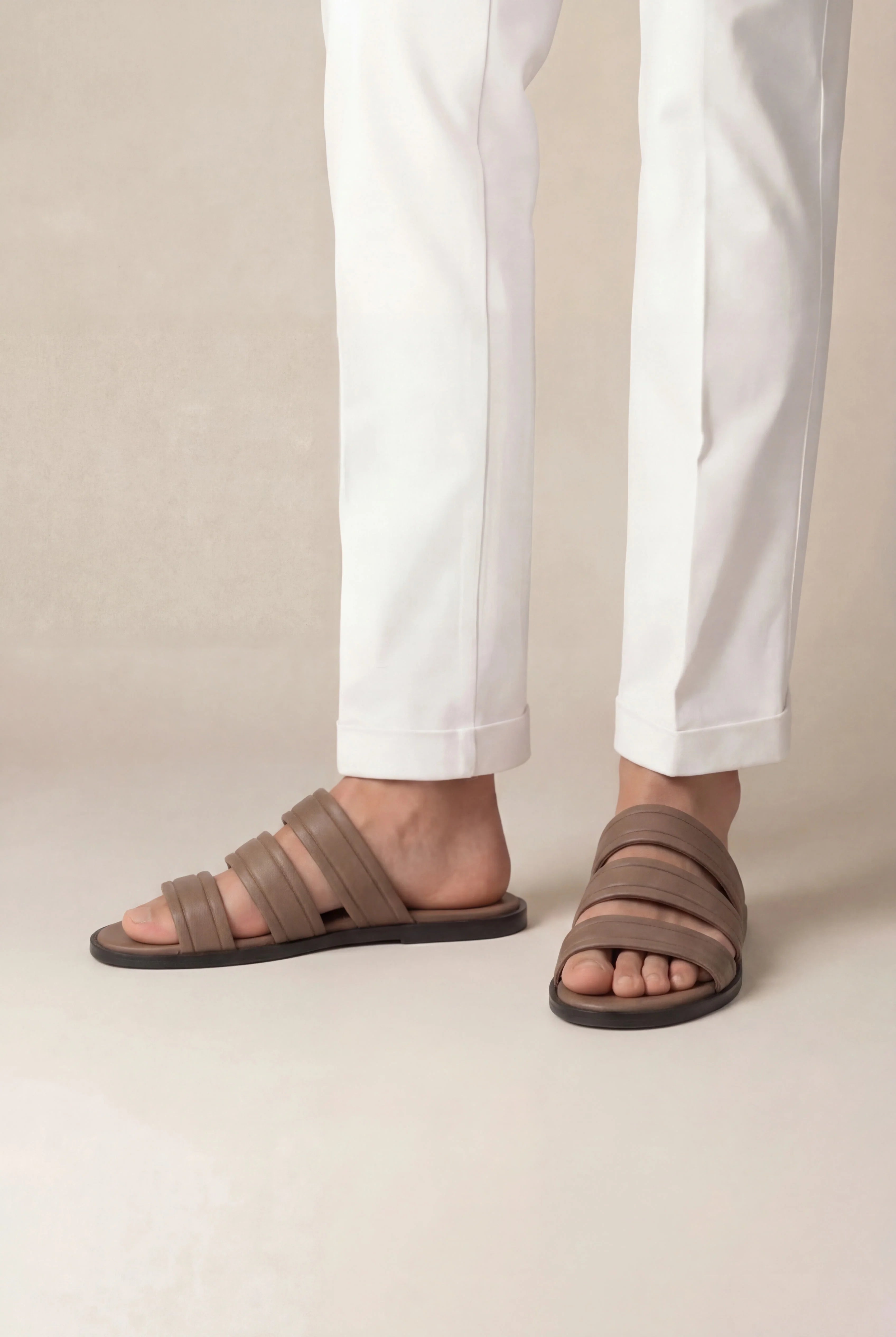 Marchmel | Homme Sandale Urbaine Taupe Chaud en Cuir de Veau