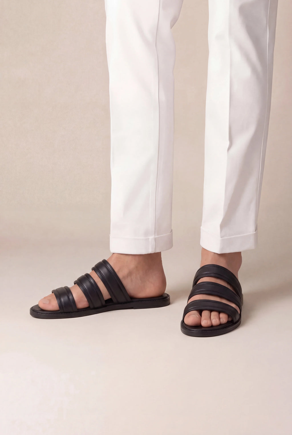 Marchmel | Uomo Sandalo Urbano Nero in Pelle di Vitello