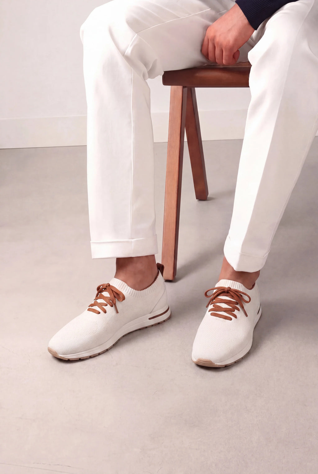 Marchmel | Uomo Sneakers Attive in Maglia Avorio Chiaro