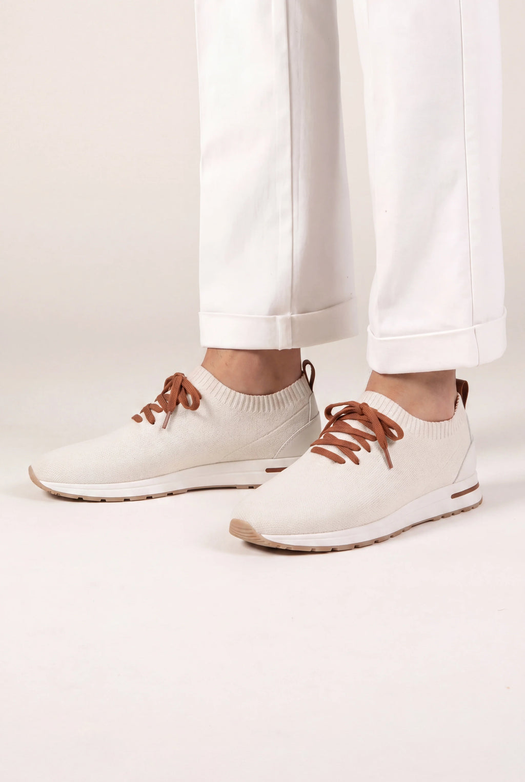 Marchmel | Uomo Sneakers Attive in Maglia Avorio Chiaro