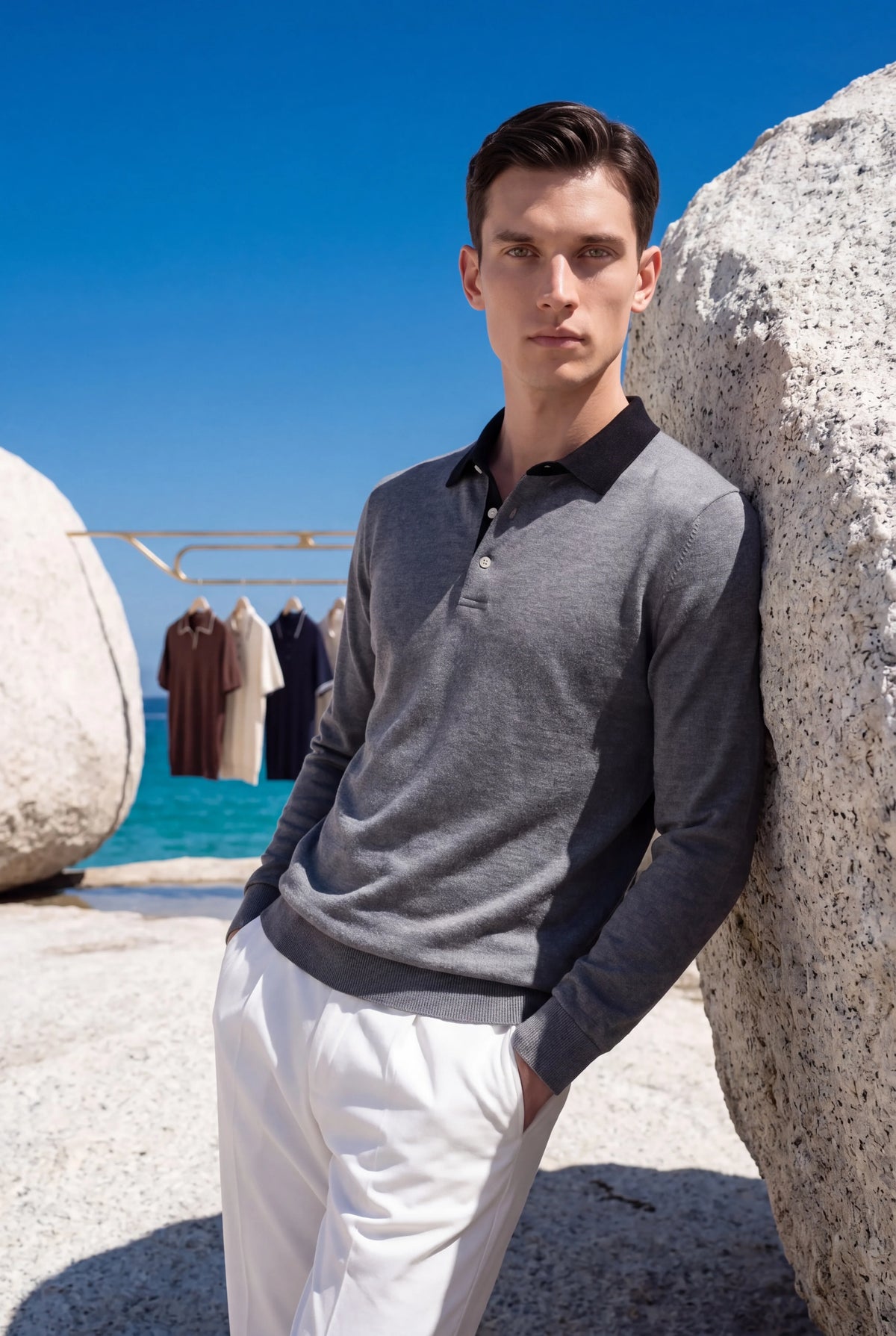 Polo Tricot Gris