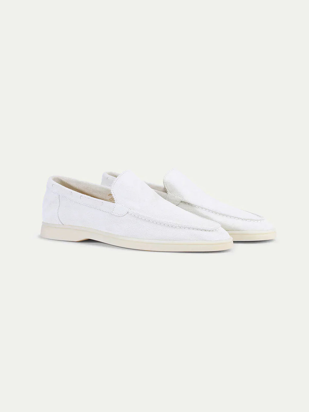 Mocassin Classique en Suède Blanc Perle