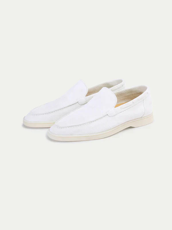 Mocassin Classique en Suède Blanc Perle