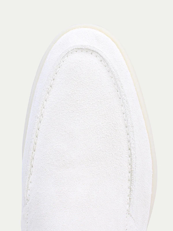 Mocassin Classique en Suède Blanc Perle