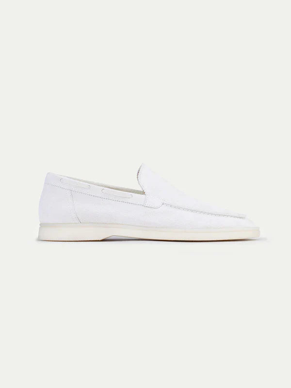 Mocassin Classique en Suède Blanc Perle