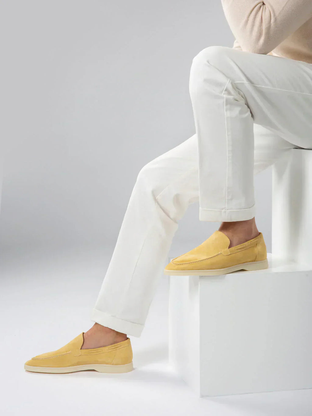 Mocassin Classique en Suède Jaune Agrume