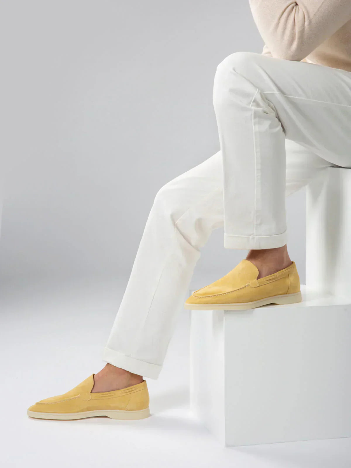Mocassin Classique en Suède Jaune Agrume