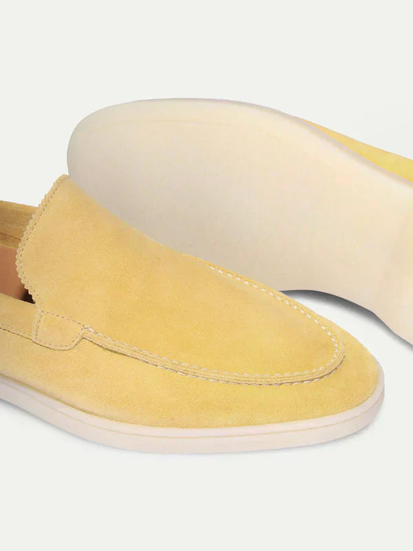 Mocassin Classique en Suède Jaune Agrume