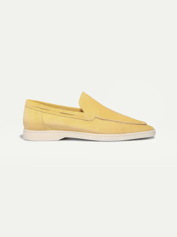 Mocassin Classique en Suède Jaune Agrume