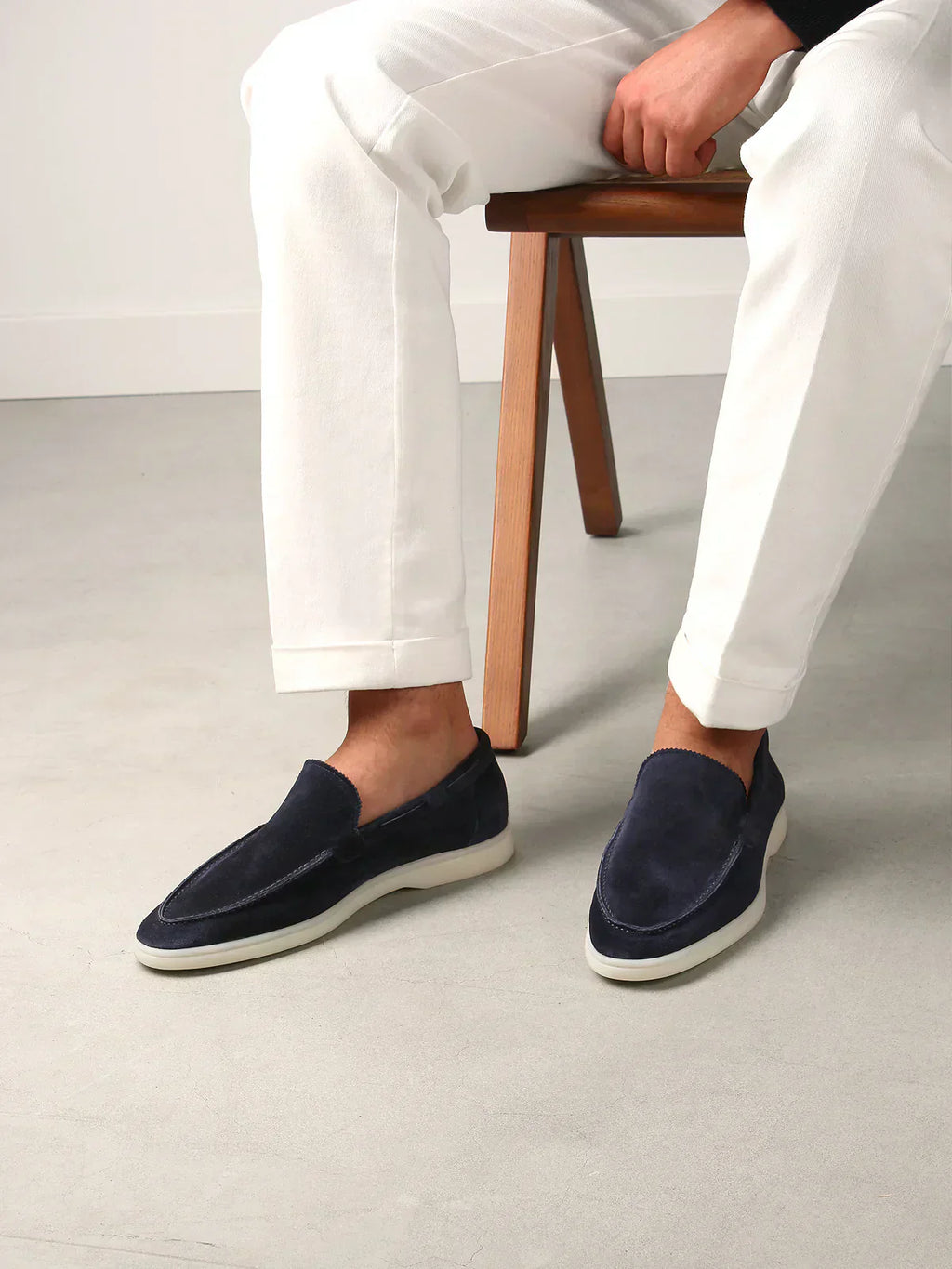 Mocassin Classique en Suède Bleu Marine