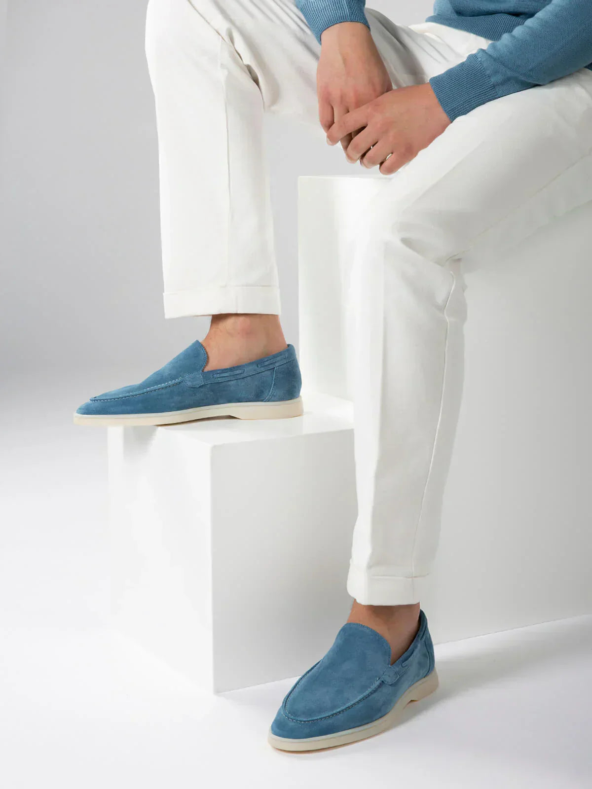 Mocassin Classique en Suède Bleu Océan