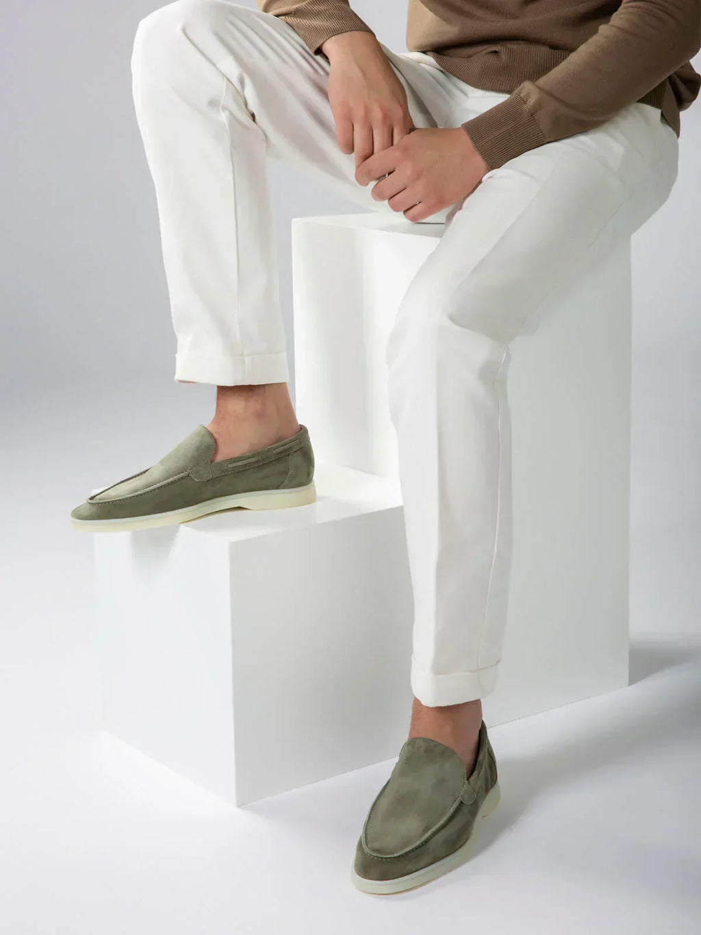 Mocassin Classique en Suède Vert Olive