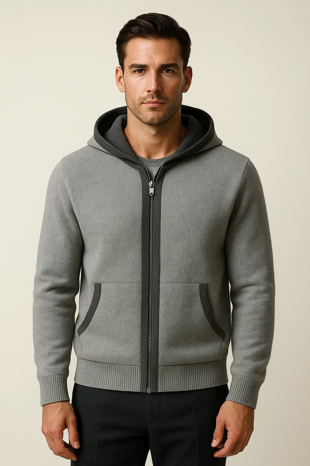 CARDIGAN HOODÉ COMO GRIS