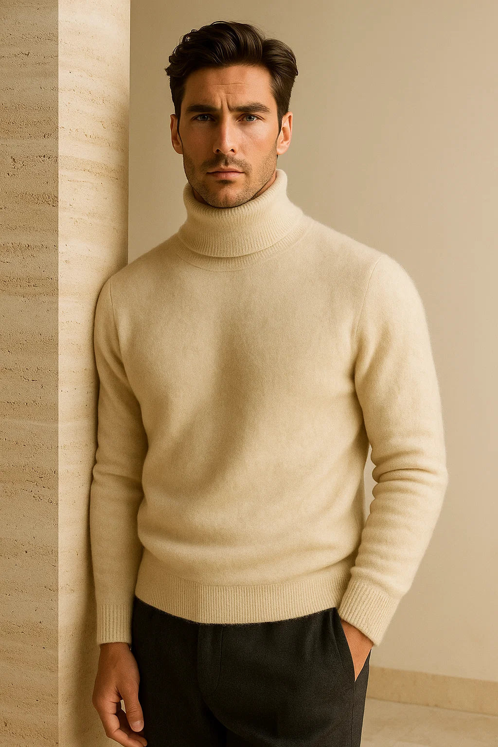 Col roulé en cachemire Carezza ivoire