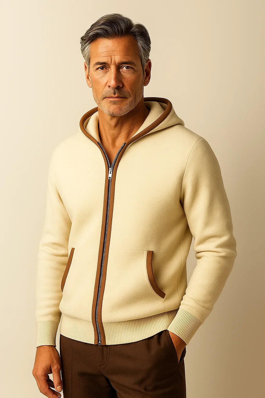 Cardigan à Capuche Leonardo Crème