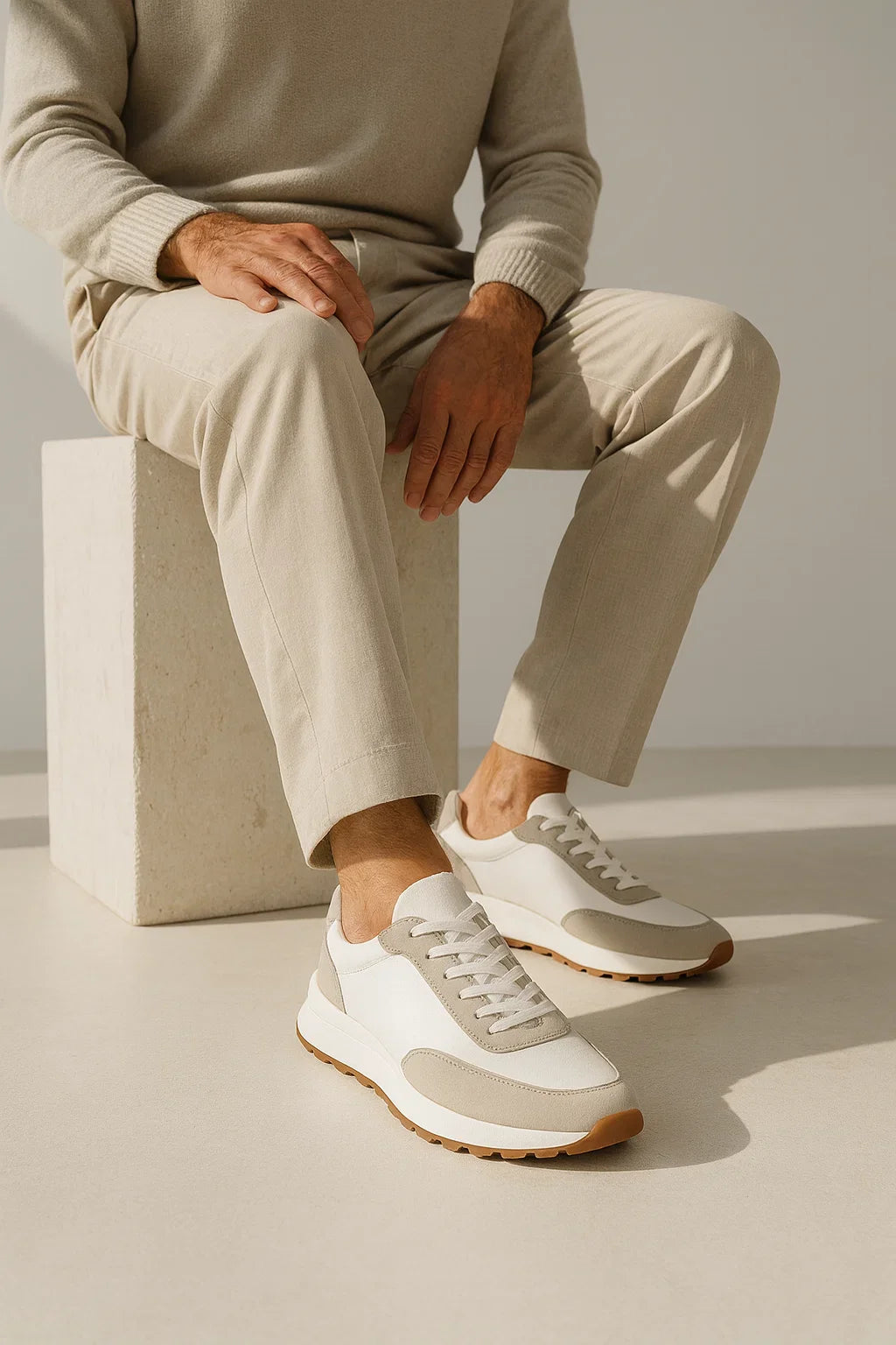 Calzatura Suede Runner Blanc