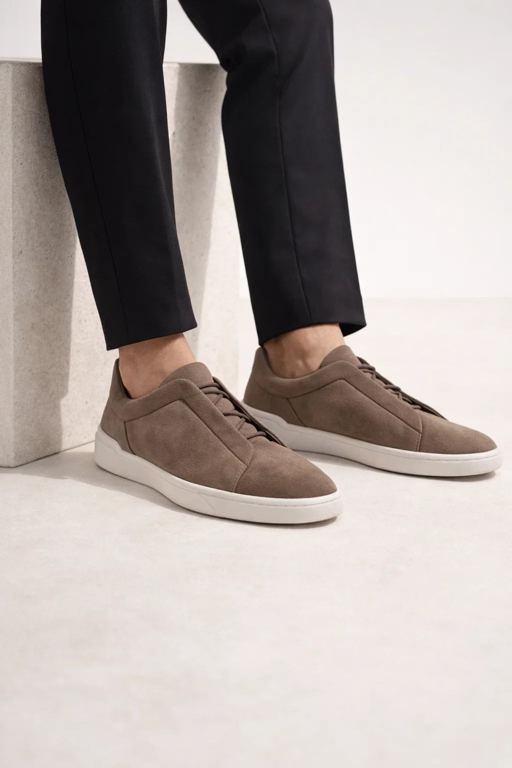 LORVANO™ Baskets en Suède – Kaki