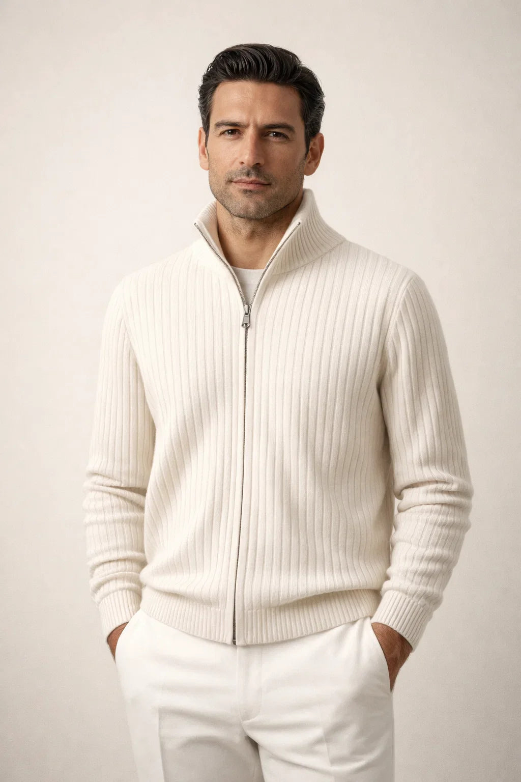 Enrico Zip Up Ivoire