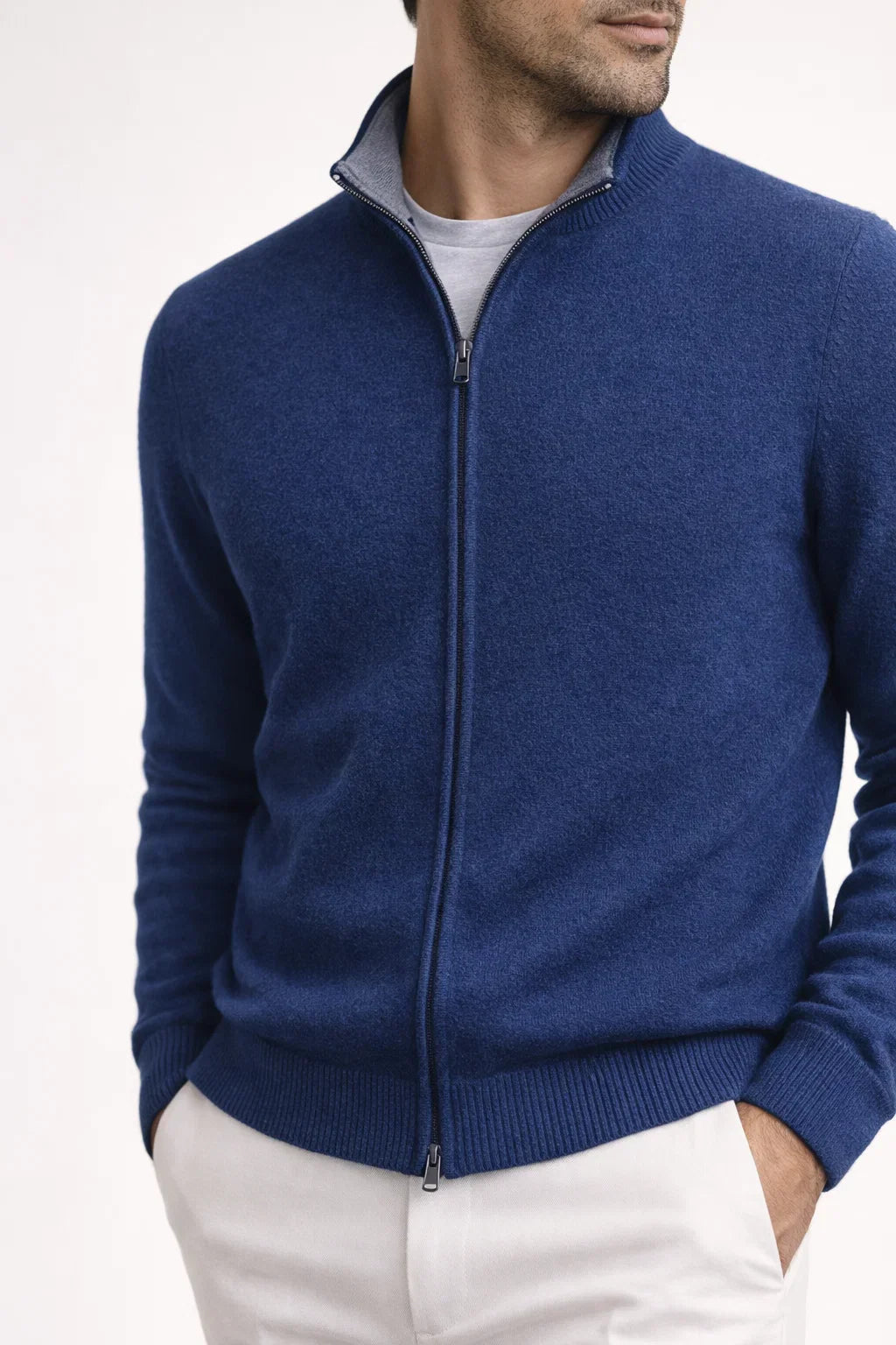 GEORGIO ZIP EN MAILLE RÉVERSIBLE MARINE